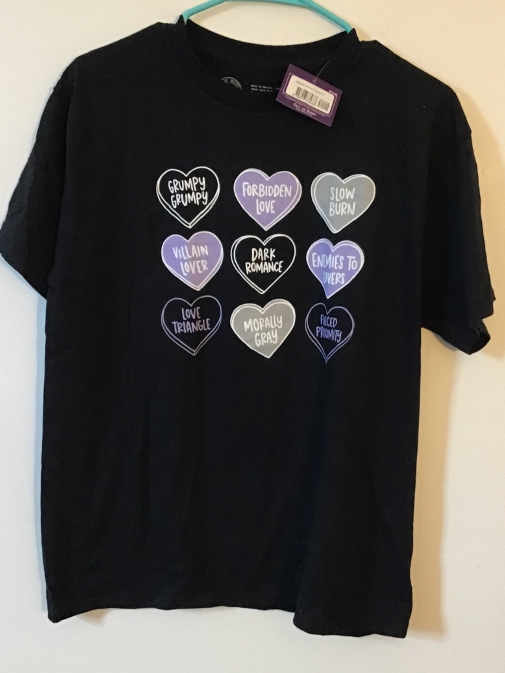 Out Of Print Black Sour Tropes Conversation Hearts T-shirt Unisex Size XS